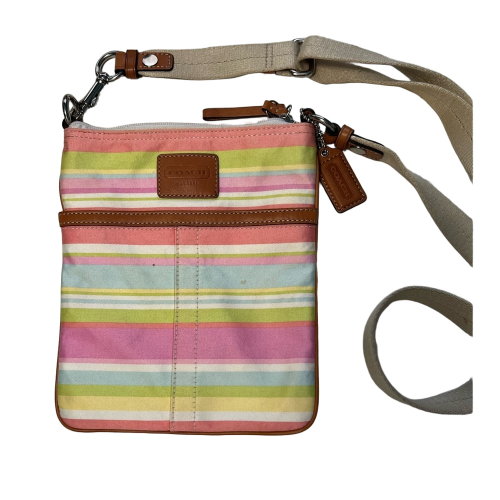 Vintage Coach Hampton Pastel Stripe Crossbody Bag